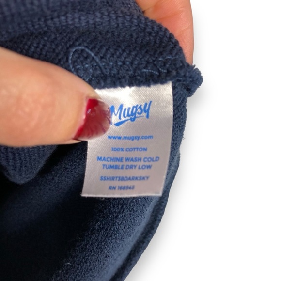 Mugsy Pullover Crew Sweatshirt Mens M Vintage Navy Blue Soft Logo Surf Buttery - Picture 10 of 11